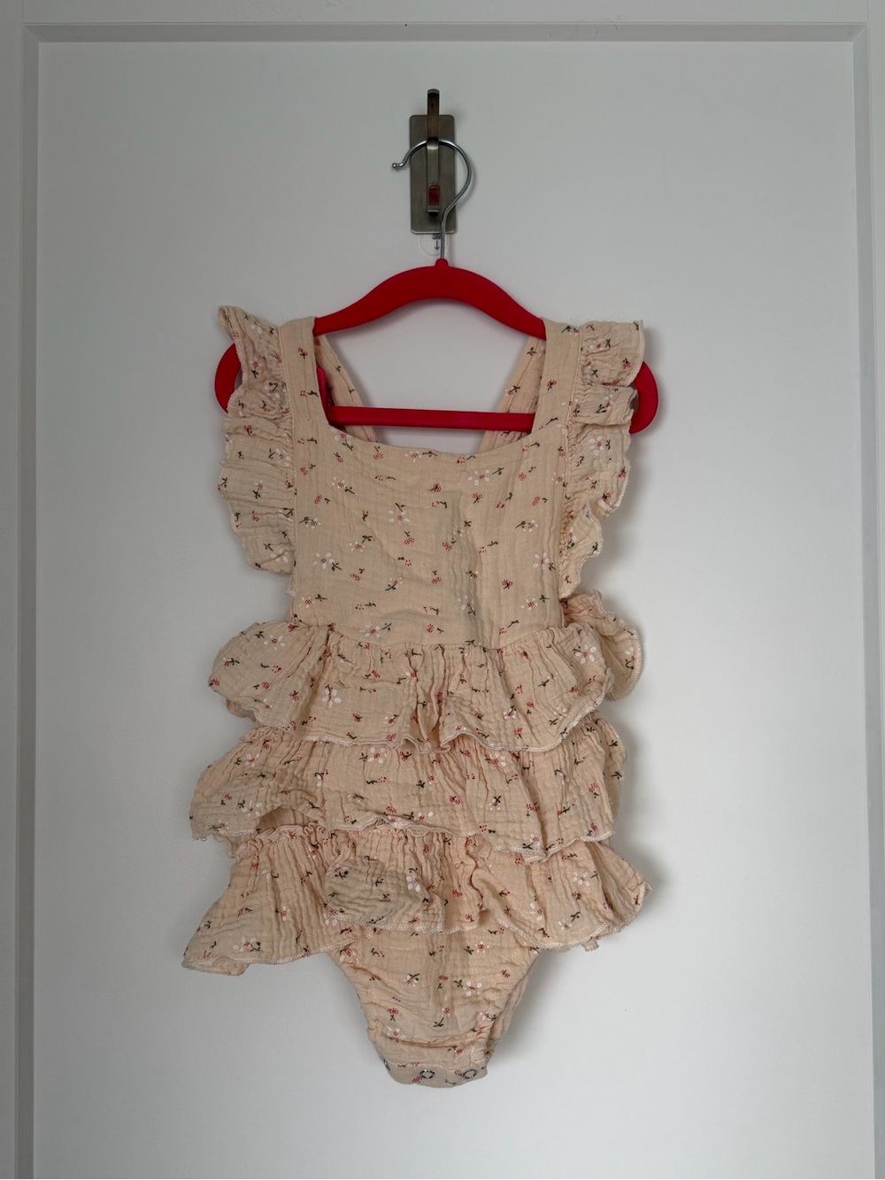 Boutique Floral Crinkle Muslin Tiered Ruffle Romper